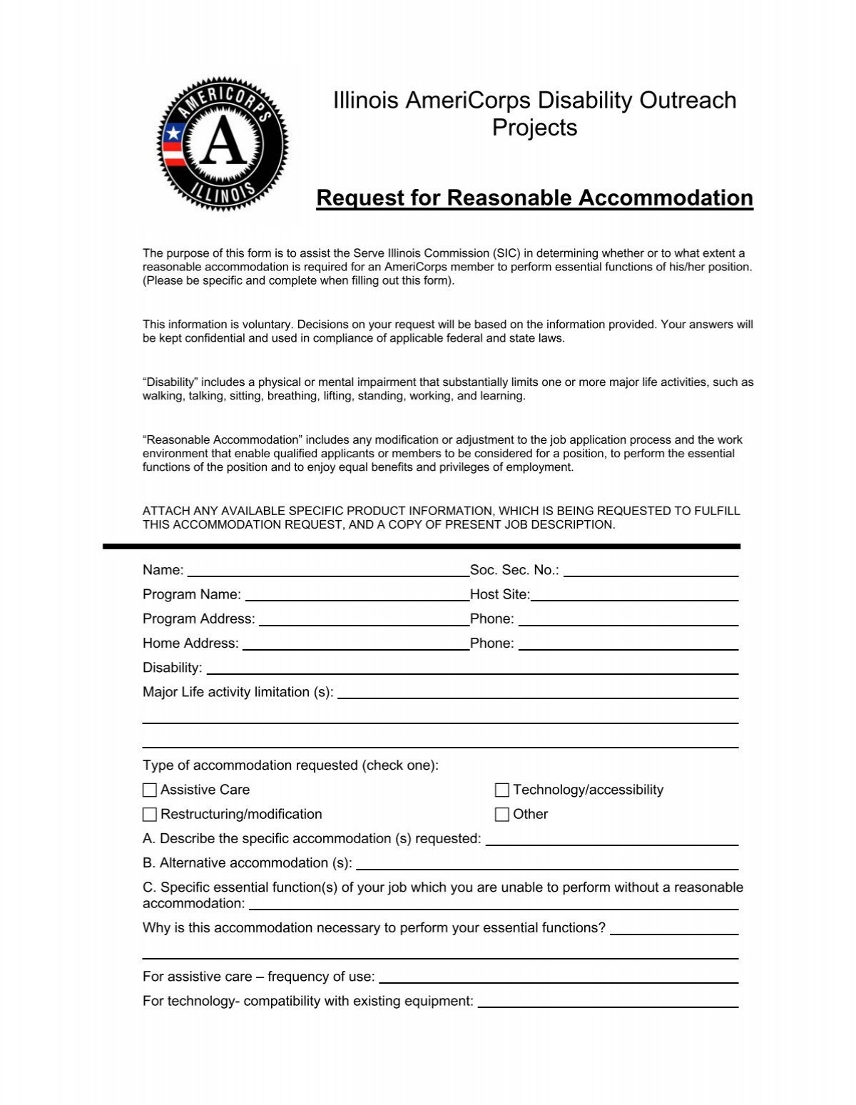 Reasonable Accommodations Request Form pdf 