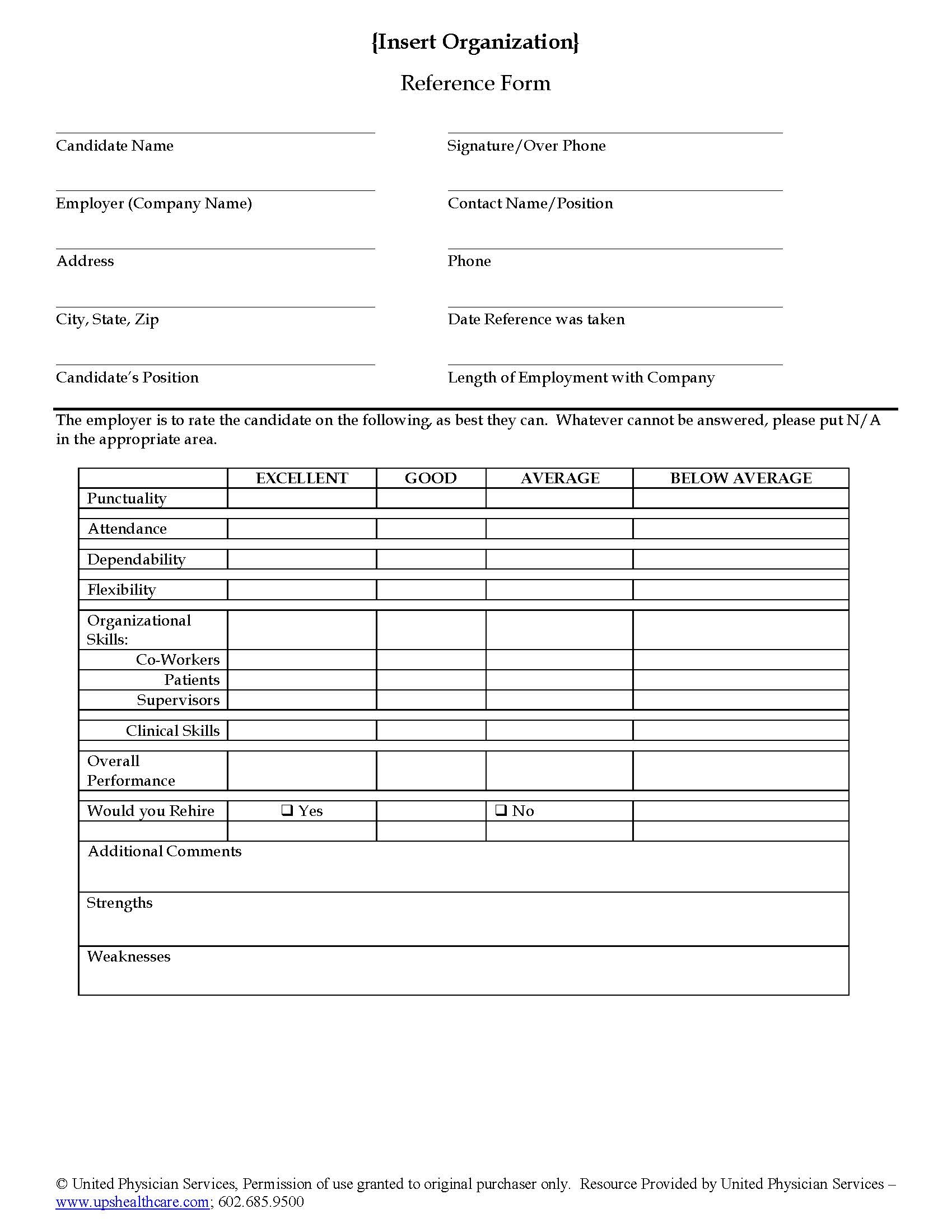 Reference Form Template