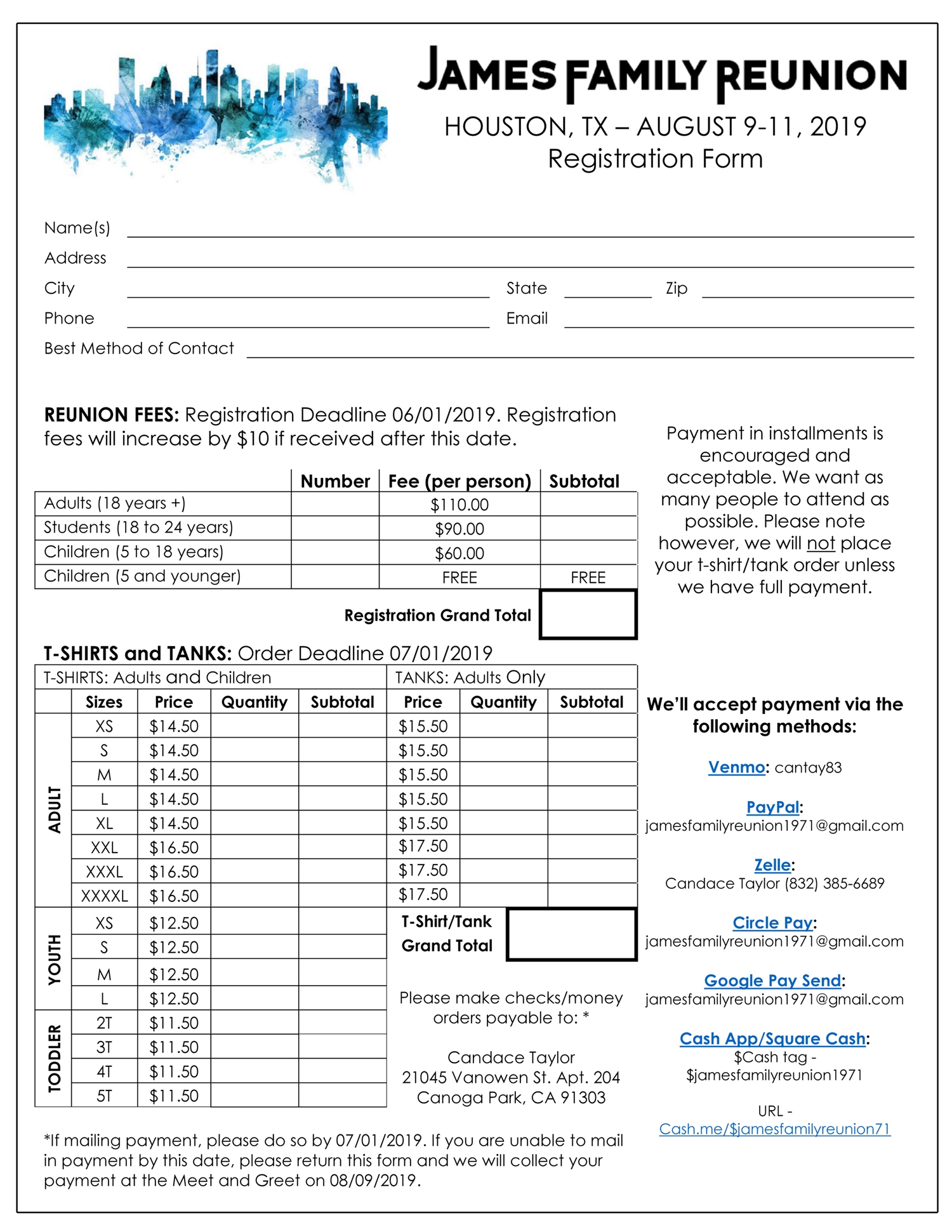 Registration Form DENVER CO 2025