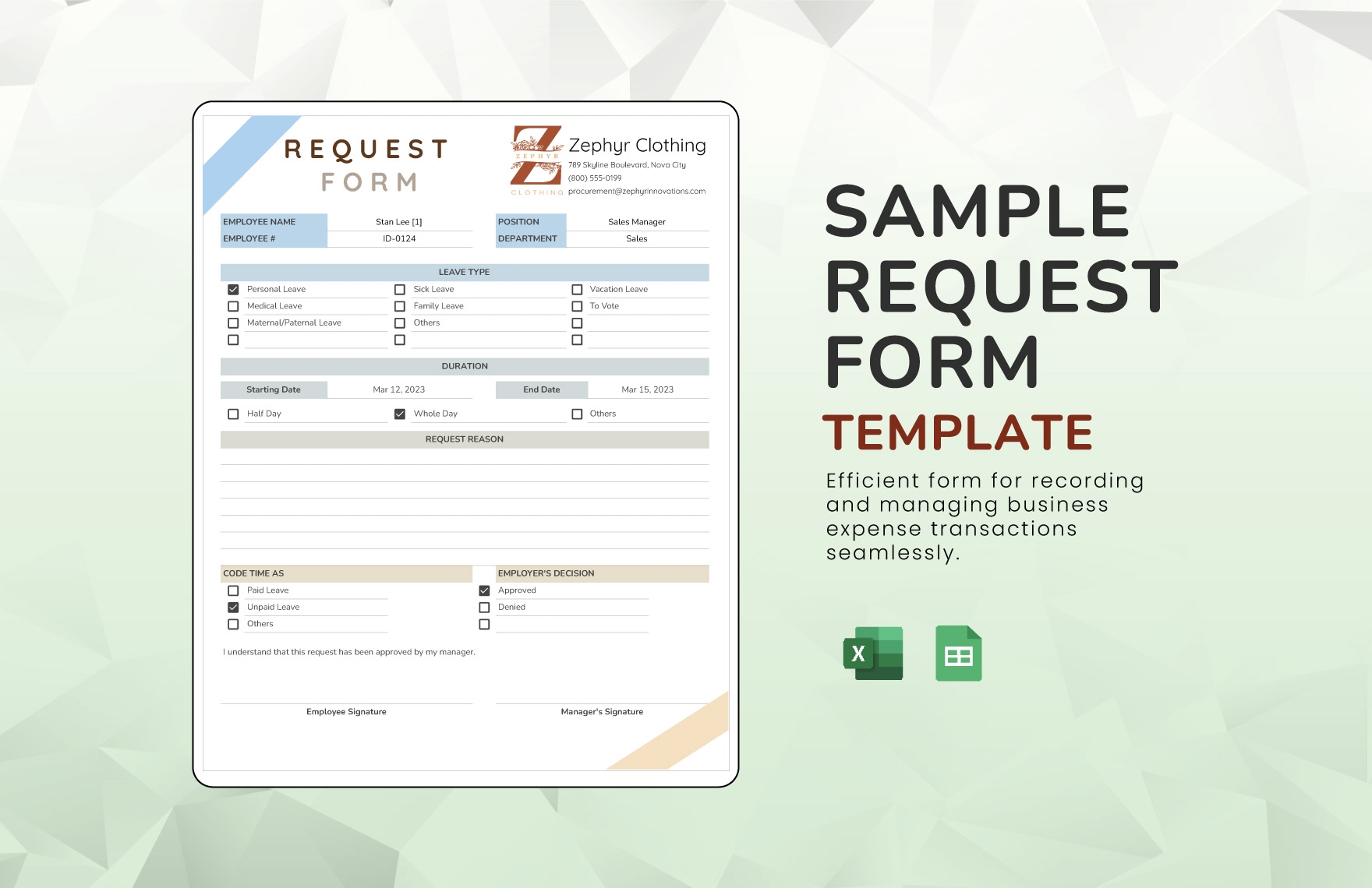 Sample Request Form Template In Excel Google Sheets Download 