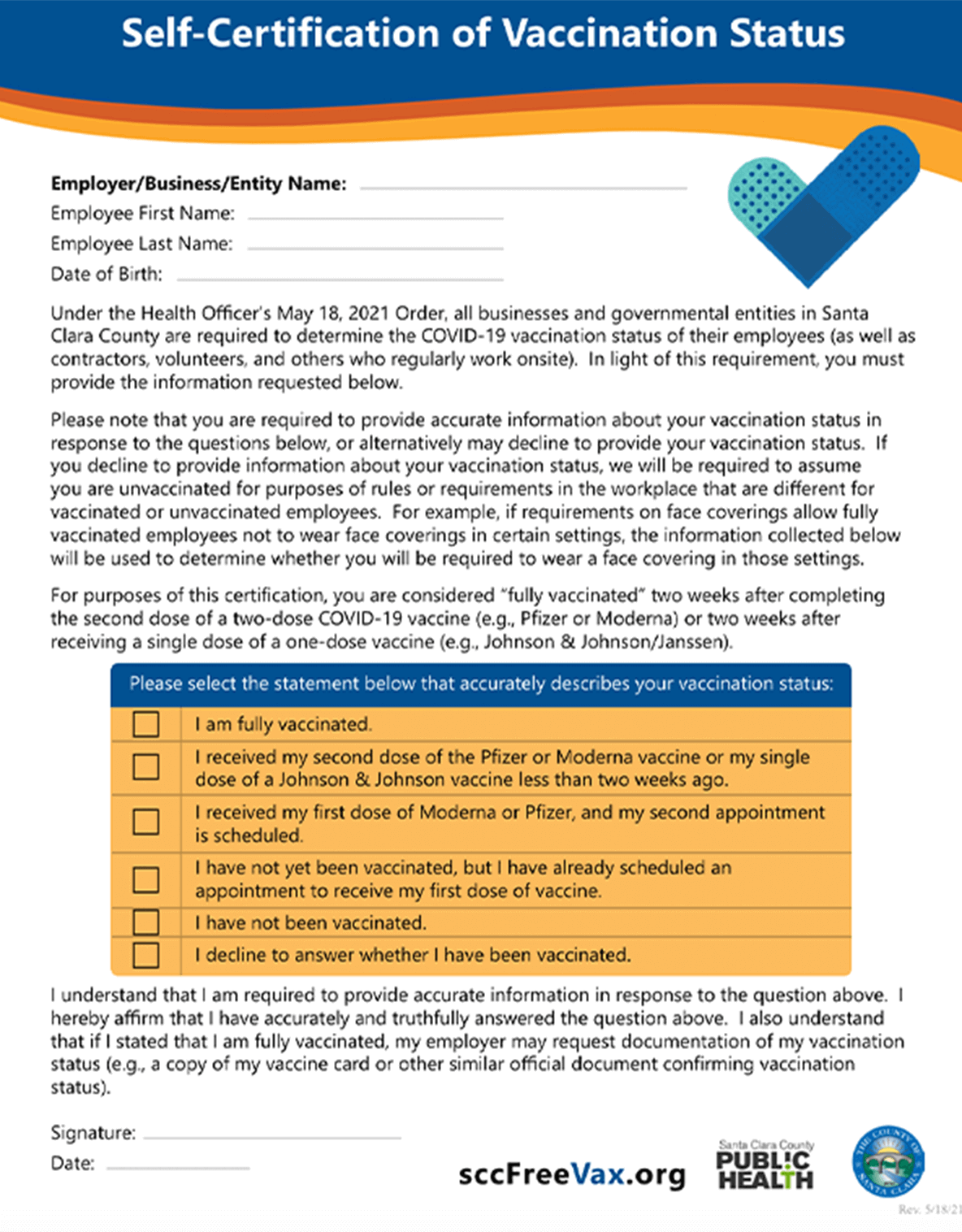 Downloadable Self Certification Form Template