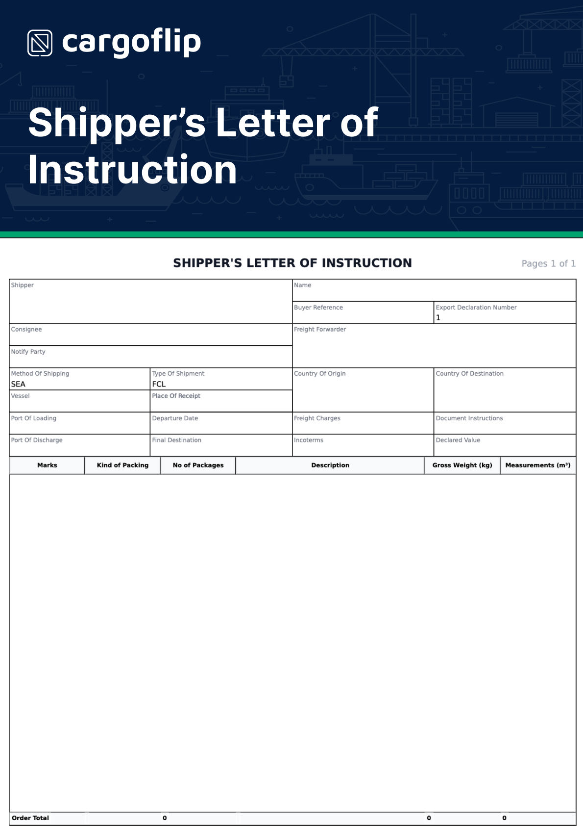 Shipping Form Template