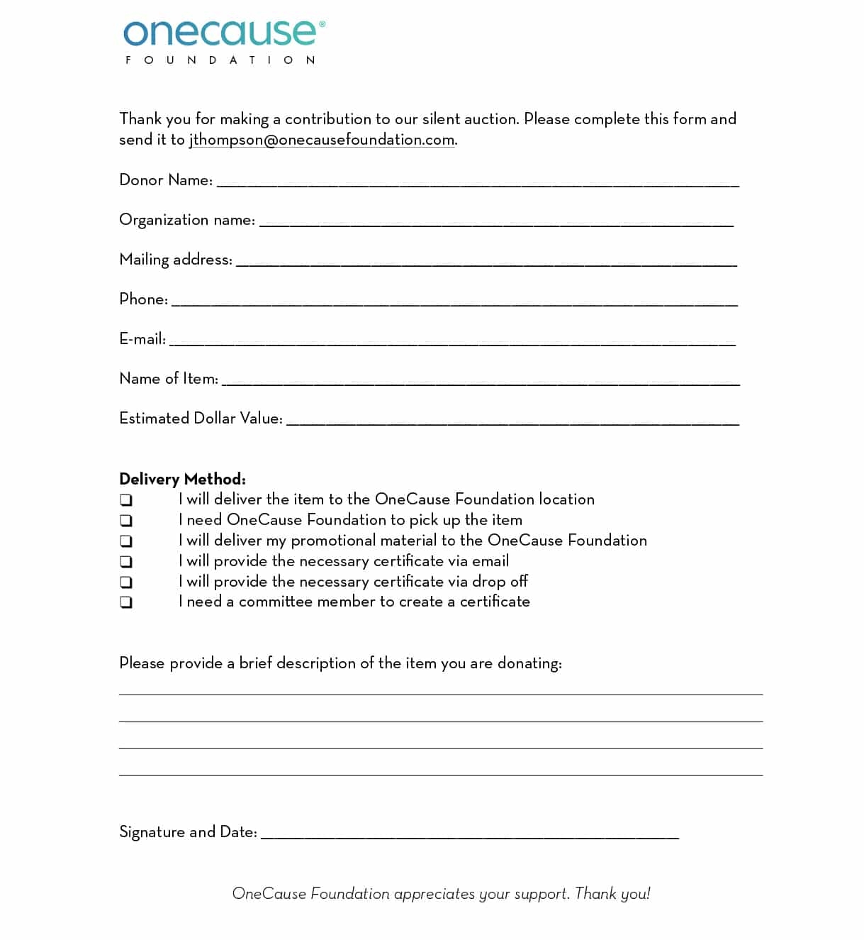 Donation Request Template Form