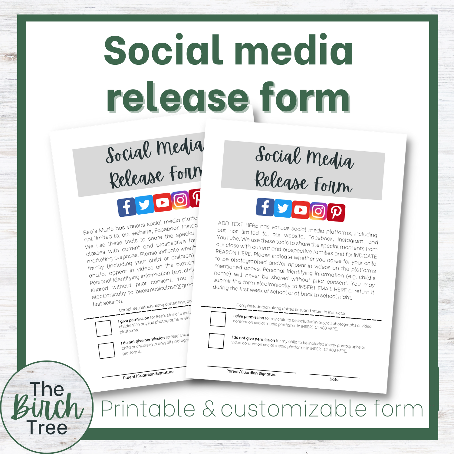 Social Media Release Form Classful