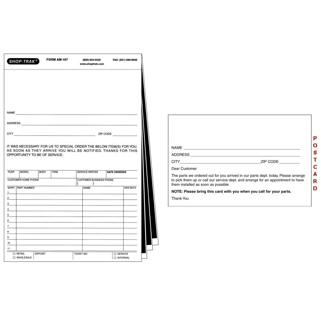 Parts Order Form Template Free