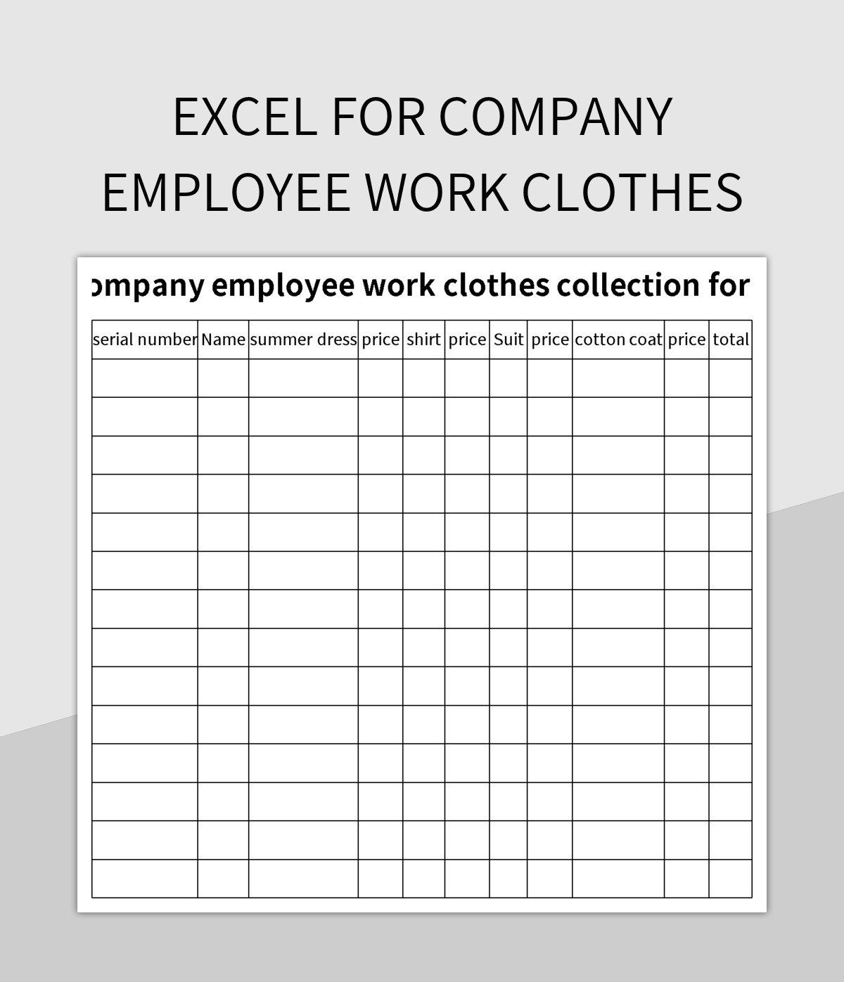 Staff Work Uniform Collection Registration Form Excel Template And Google Sheets File For Free Download Slidesdocs