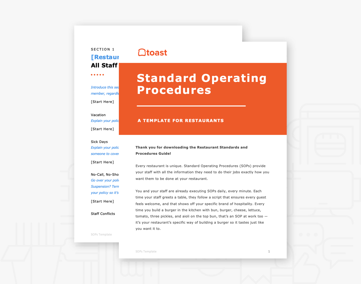 Standard Operating Procedures SOPs Template Toast POS