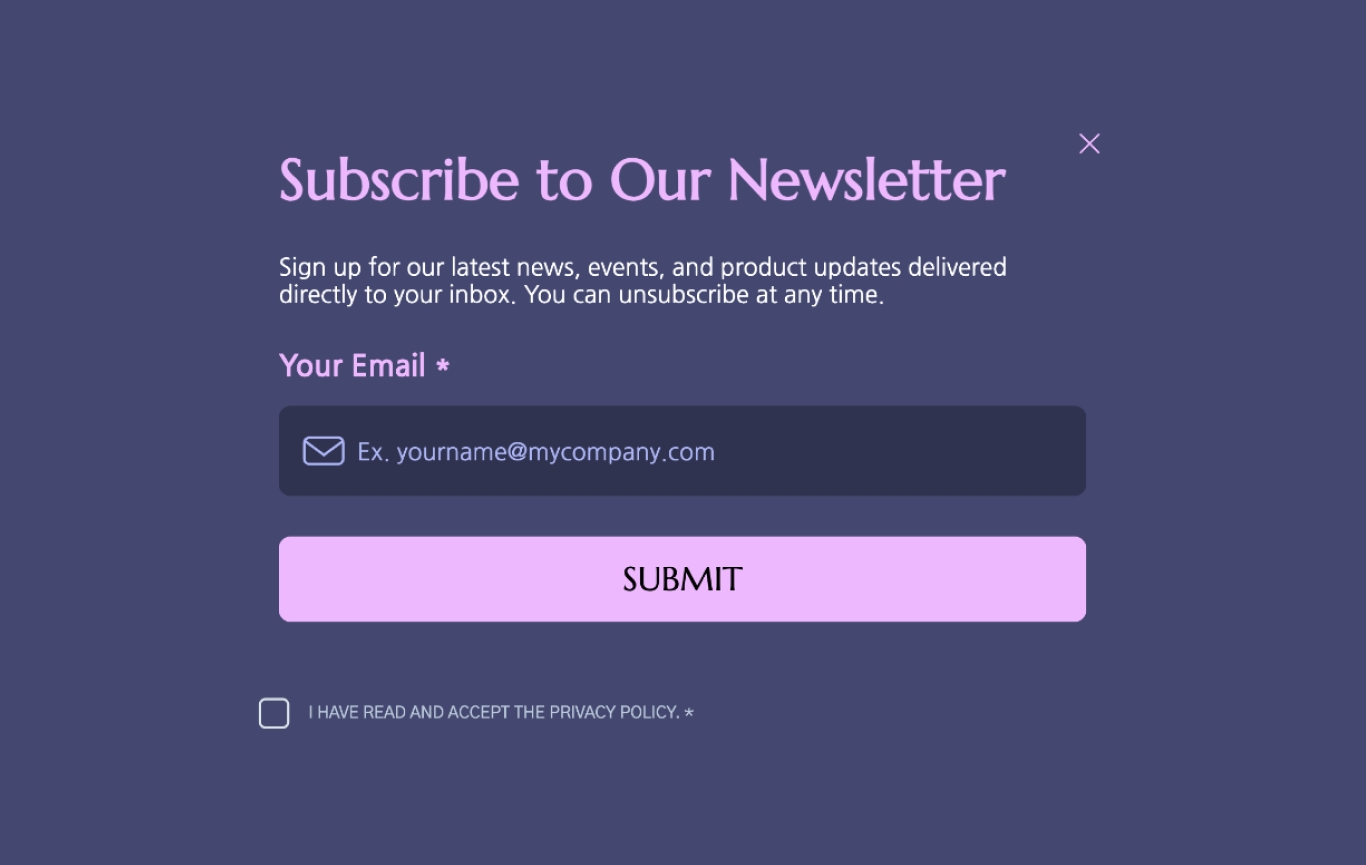 Streamlined Enterprise Newsletter Subscription Form Template Visme