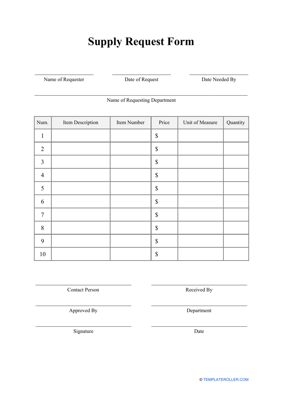 Supply Request Form Fill Out Sign Online And Download PDF Templateroller