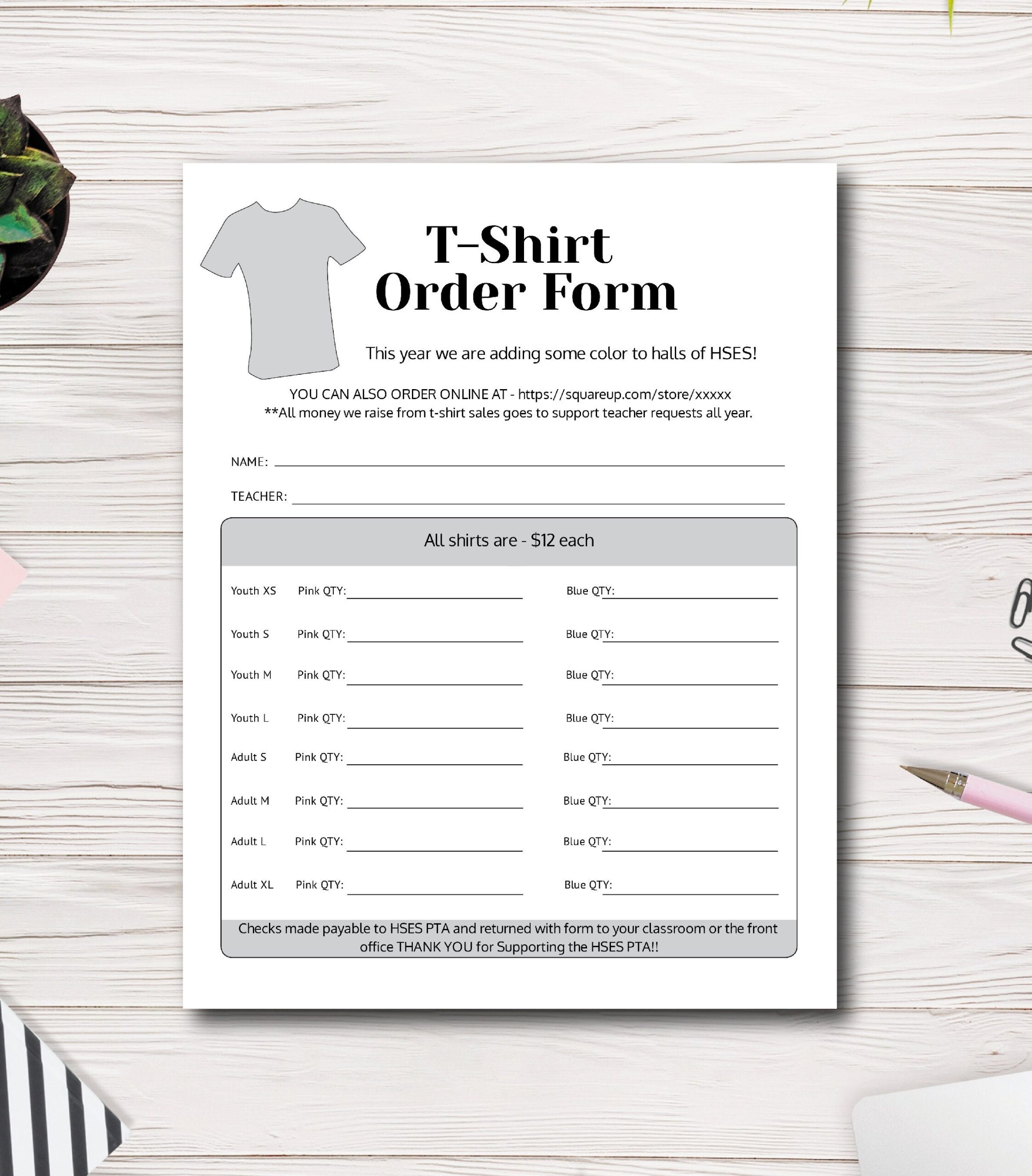 Spiritwear Order Form Template