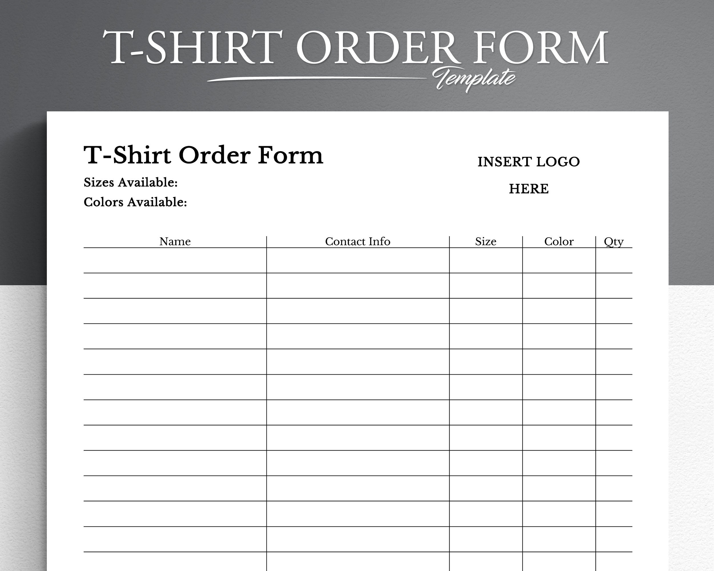 T shirt Order Template Google Docs microsoft Word T shirt Order 