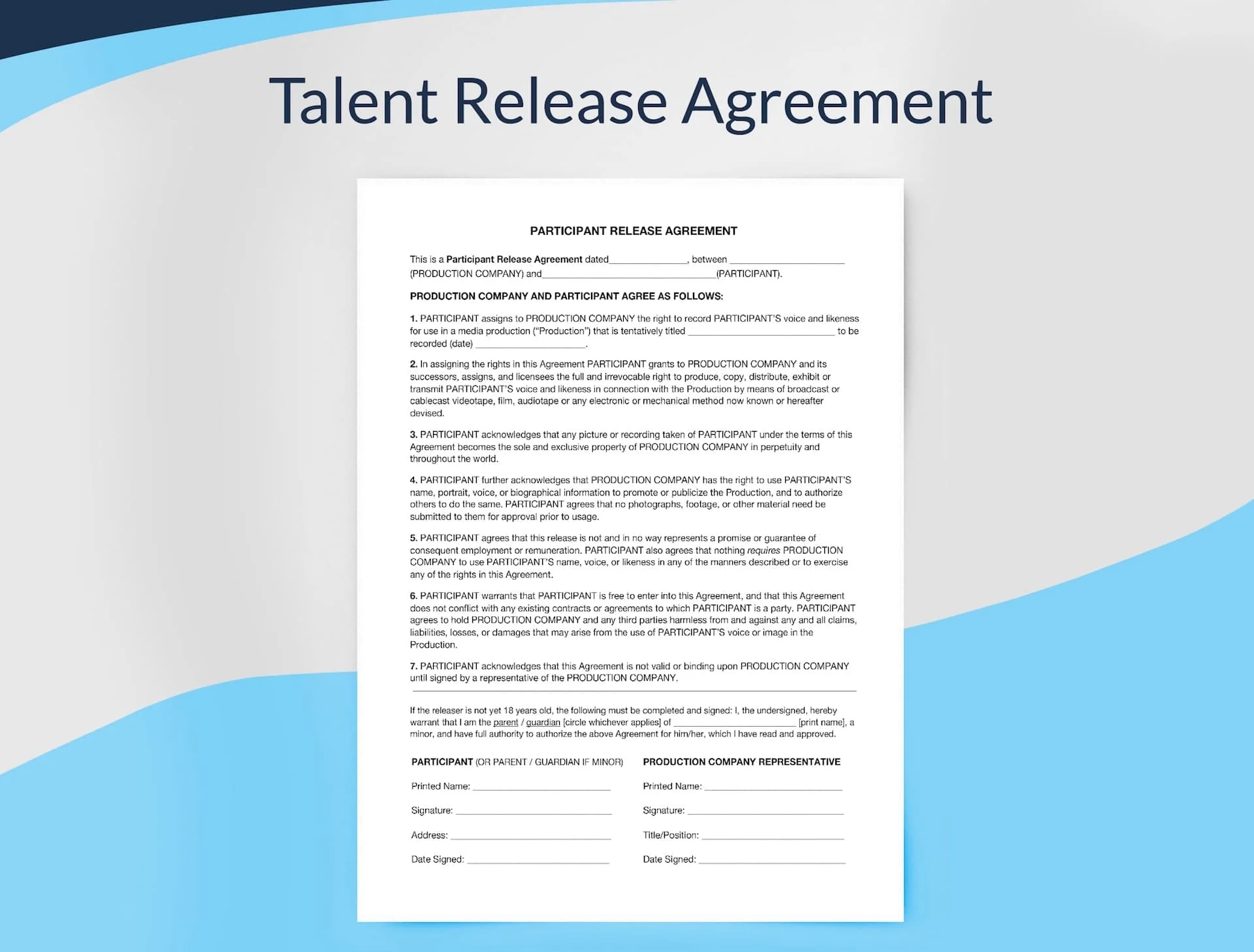 Talent Release Form For Filmmakers with A Free Template SetHero