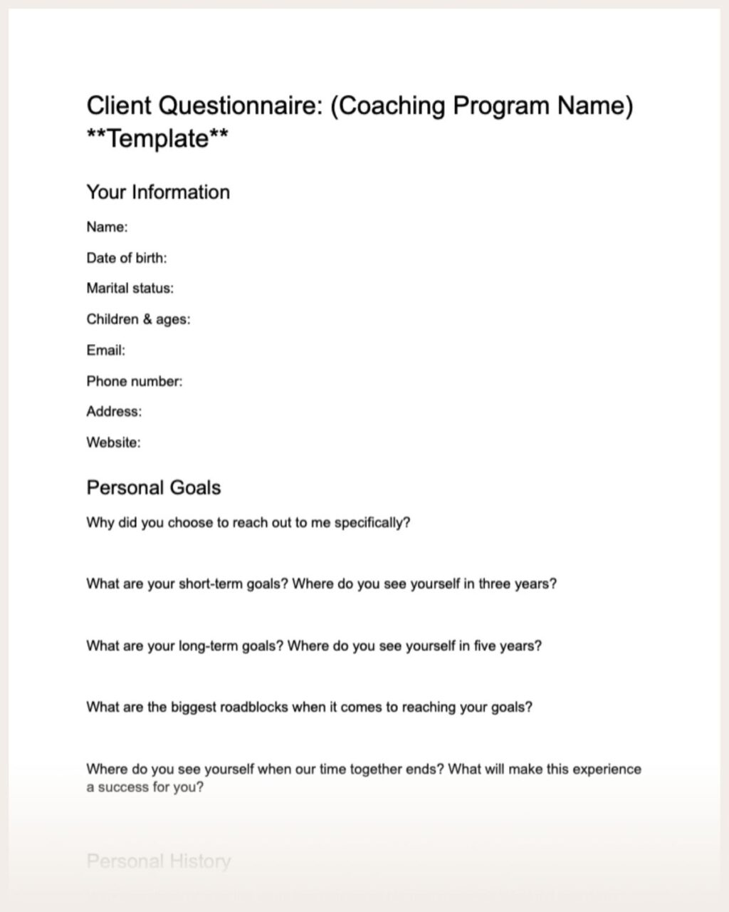 Top 14 Life Coaching Intake Form Questions Free Template 