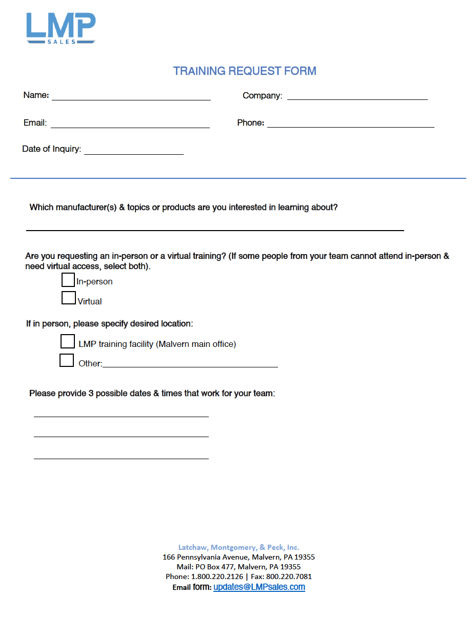 Training Request Form