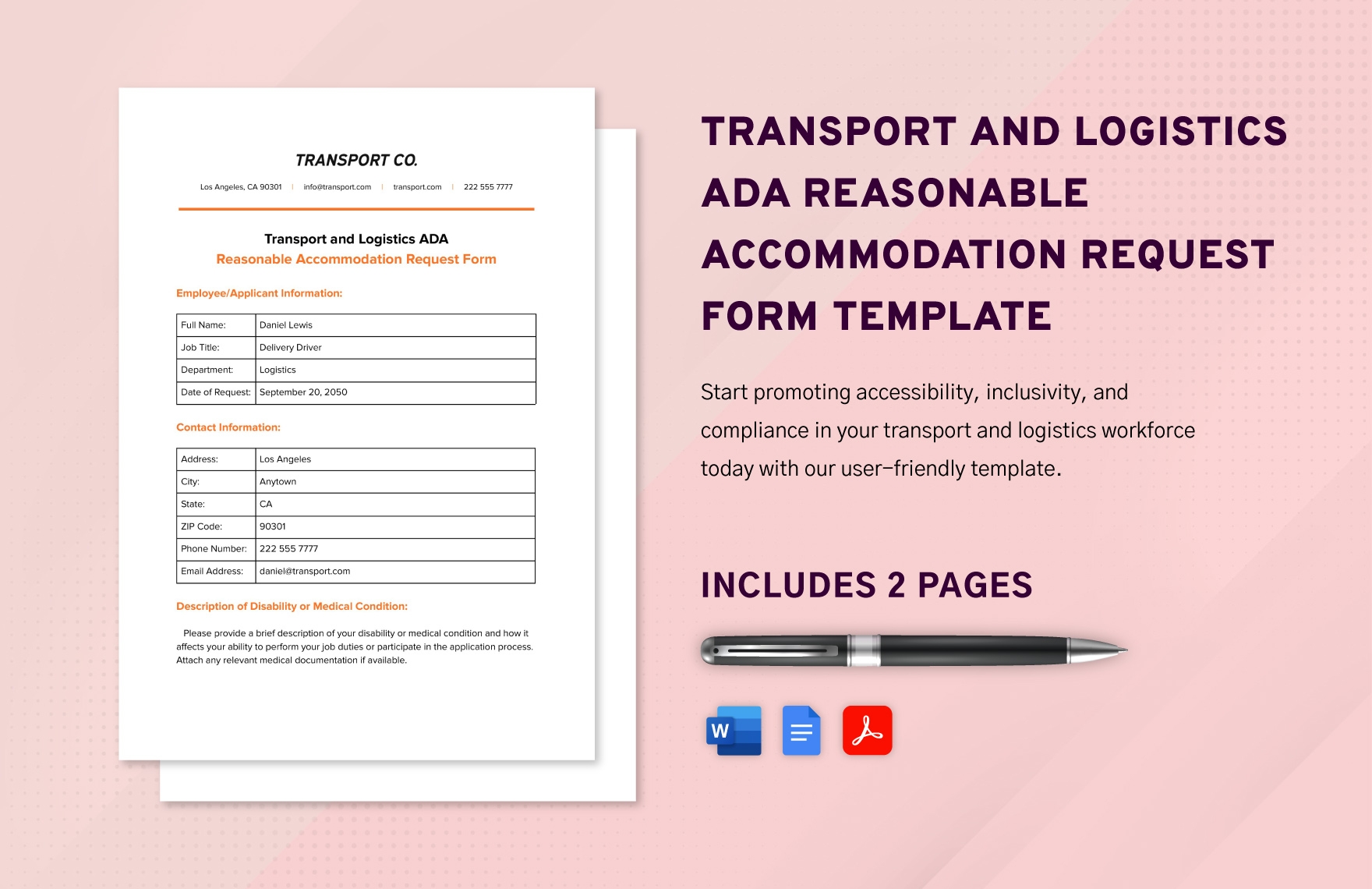 Ada Accommodation Request Form Template