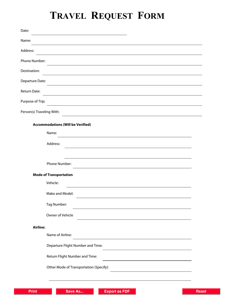Trip Request Form Template