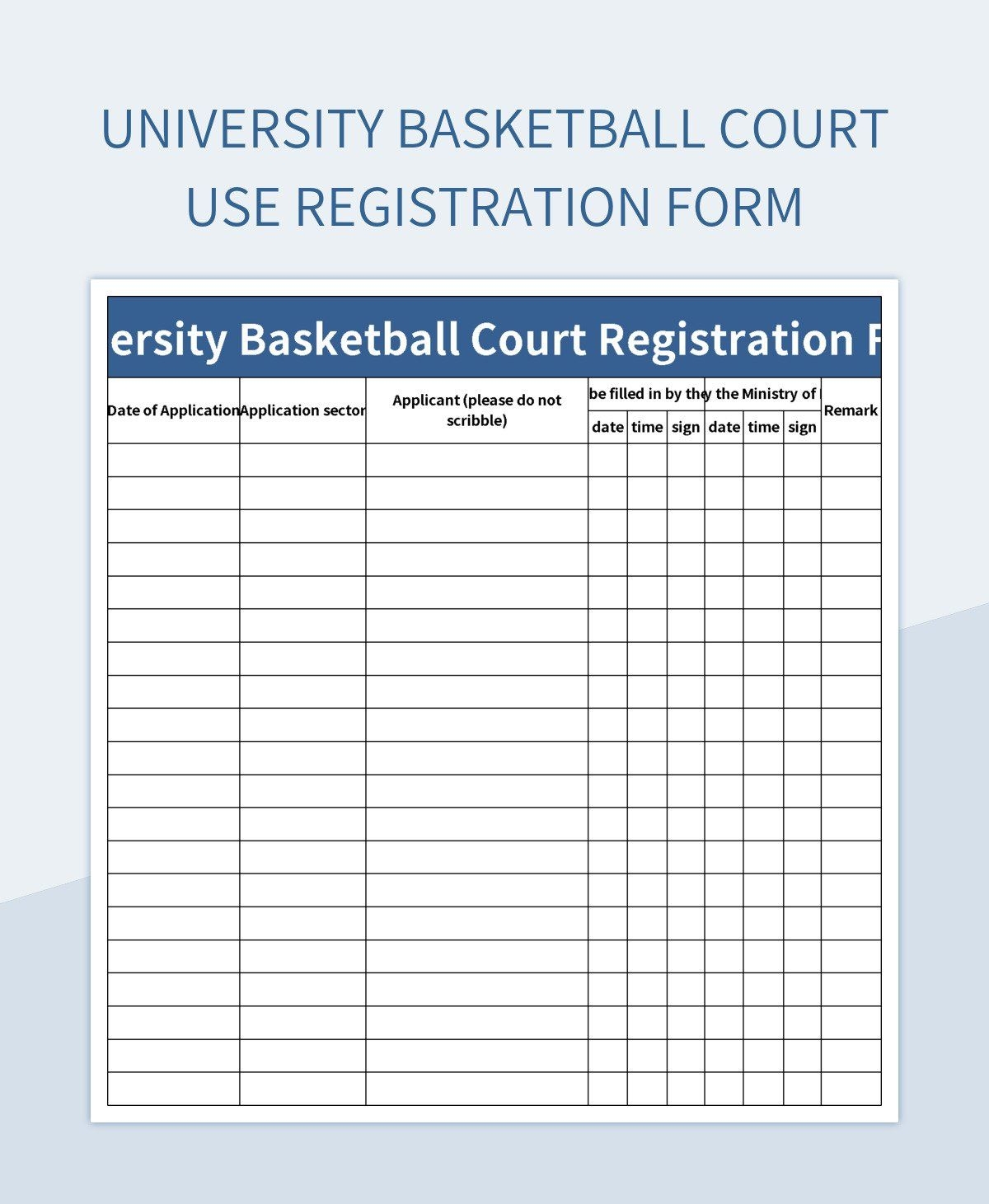 Basketball Registration Form Template