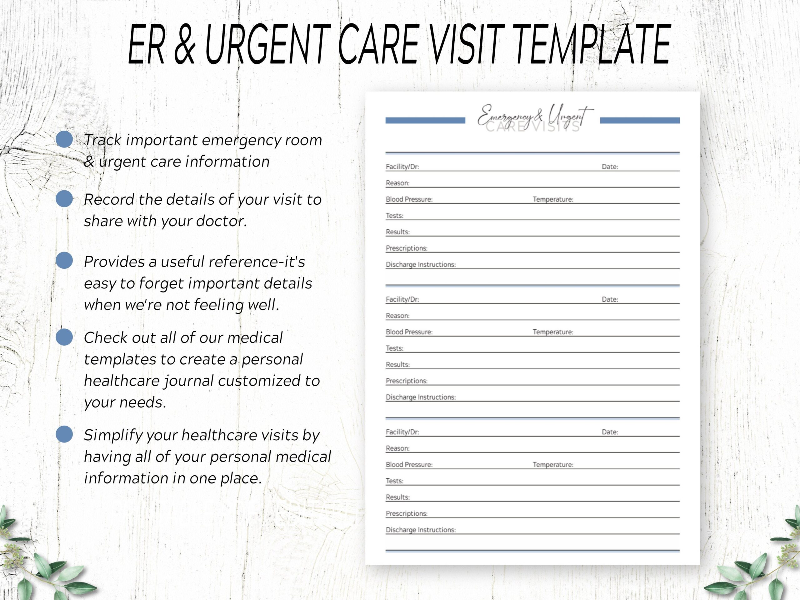 Urgent Care Notes Printable Emergency Room U0026 Urgent Care Visit 