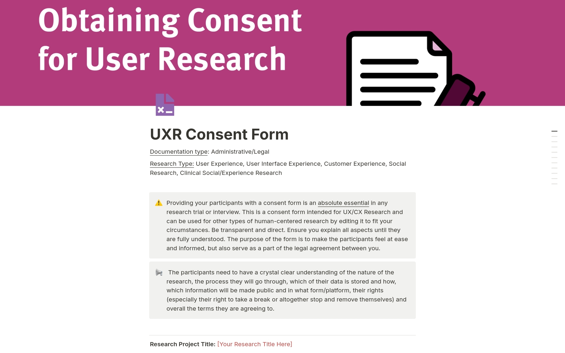 UXR Consent Form Template By Foteini Kreatsoula Notion Marketplace