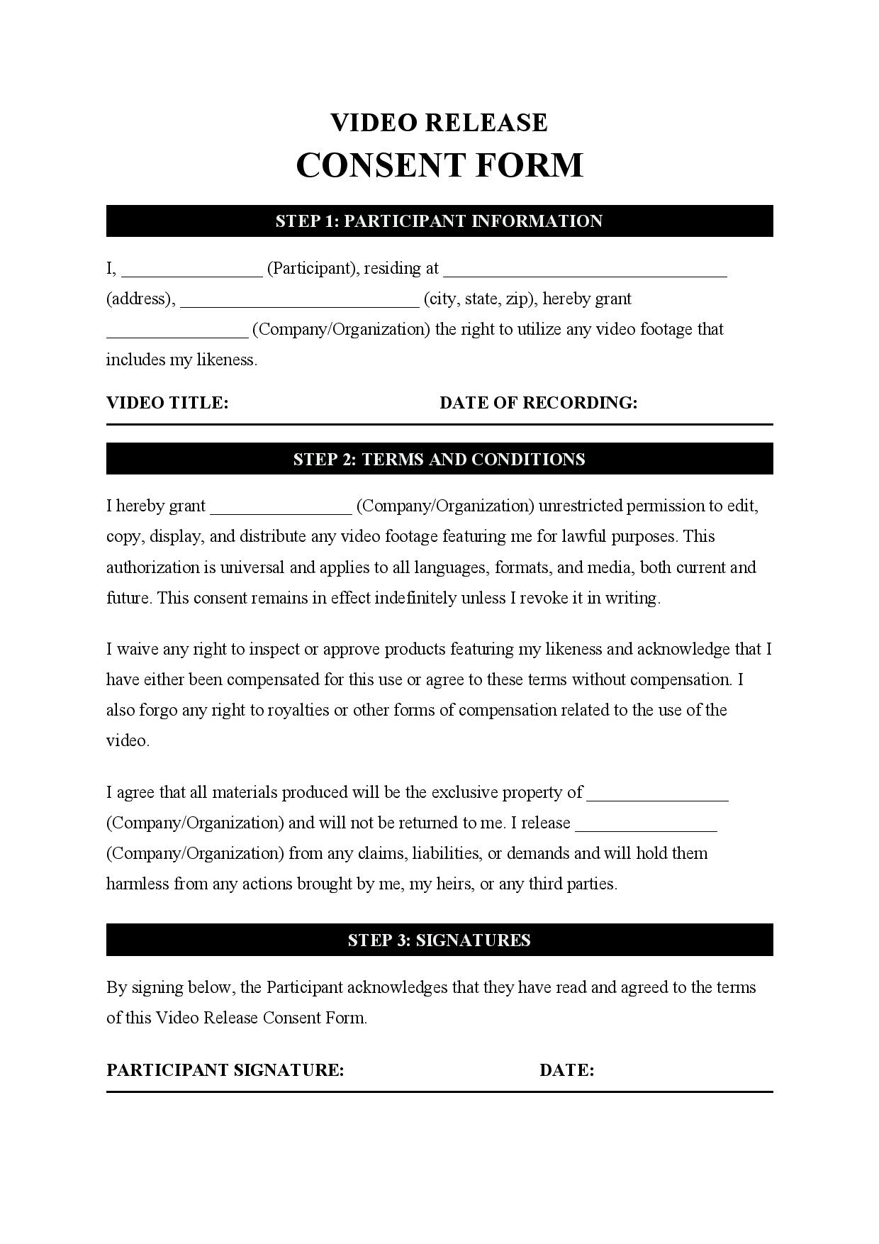 Media Release Form Template