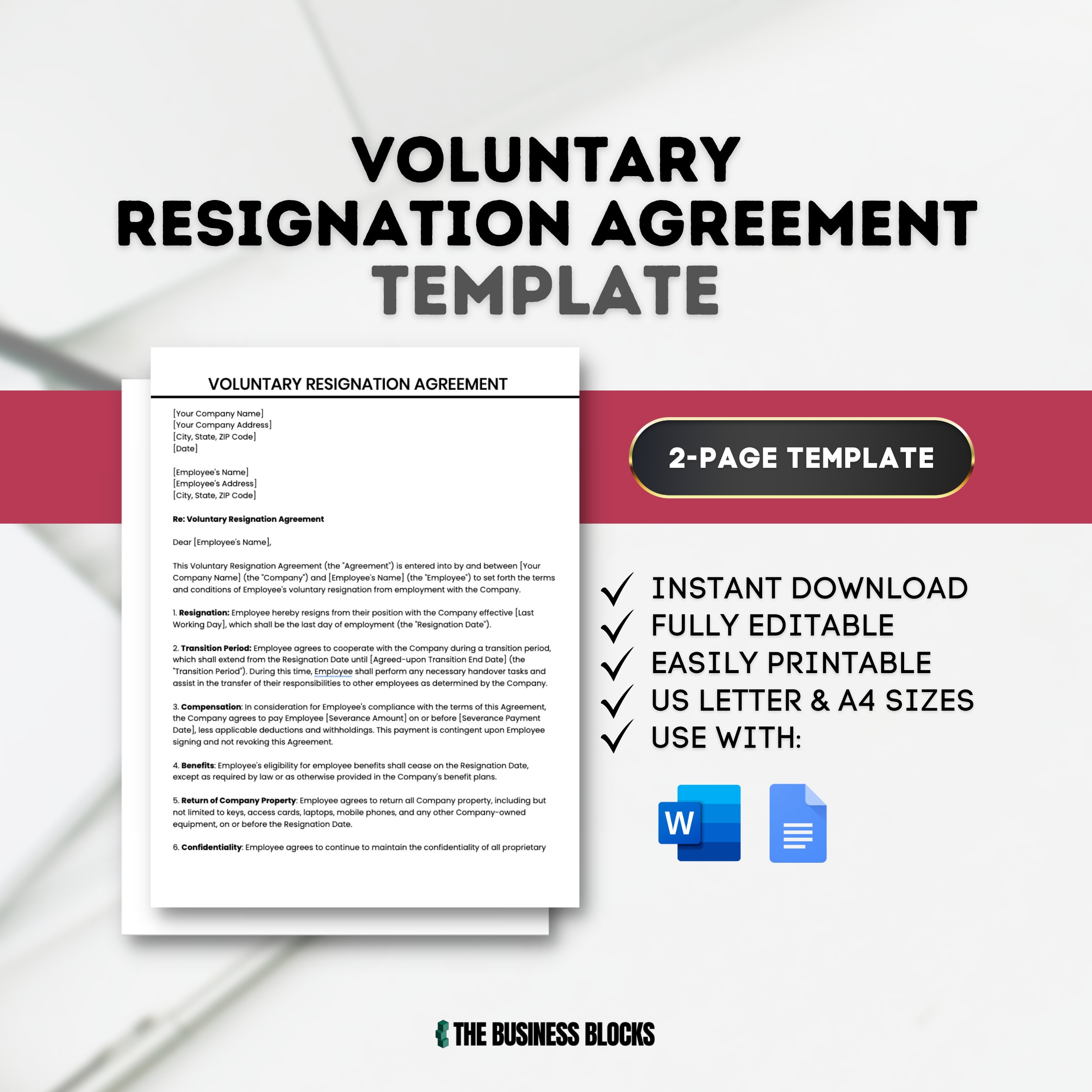 Employee Resignation Form Template