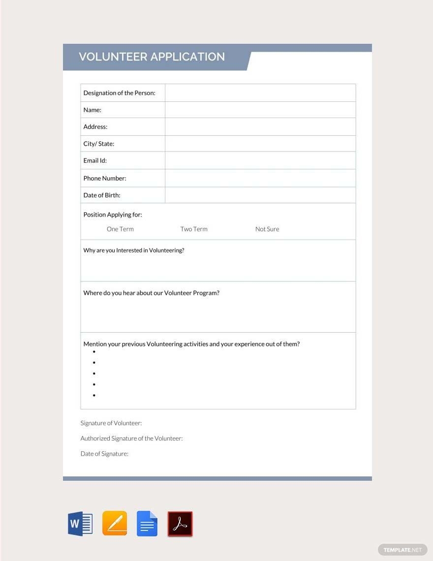 Volunteer Template Form