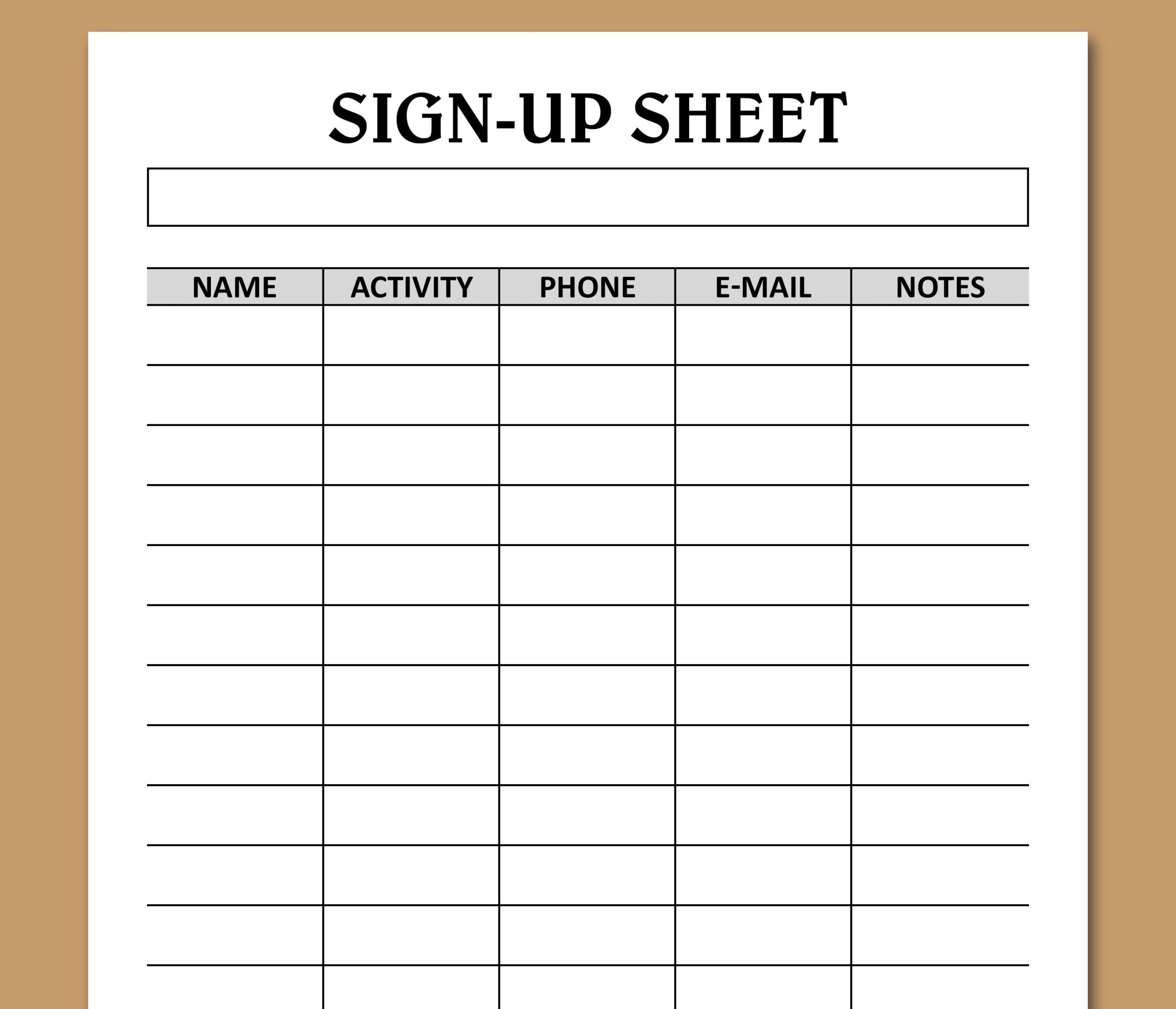 Volunteer Sign Up Sheet Template Printable Sign Up Sheet For Volunteers Jobs Activities Projects Instant Download Letter A4 Size Etsy