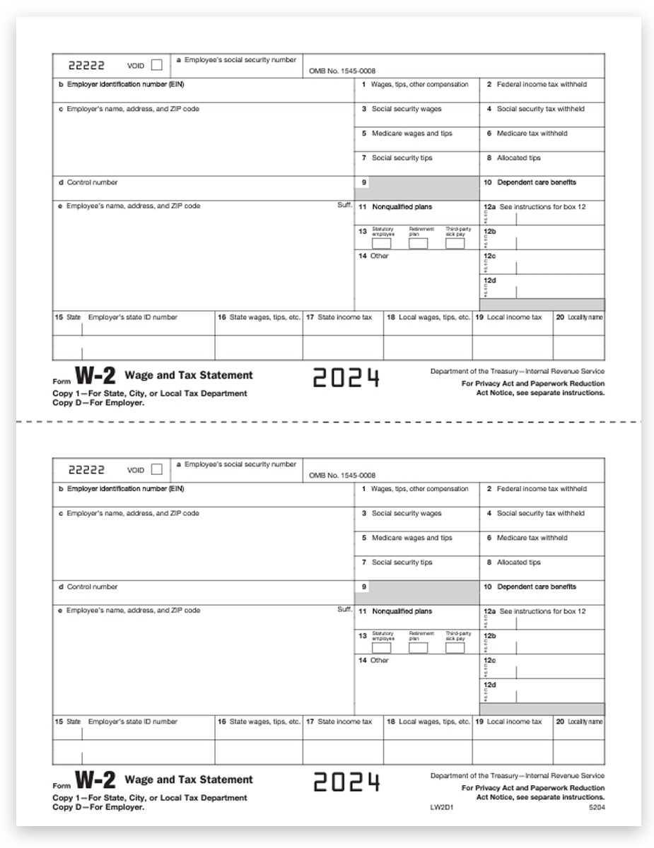 W2 Forms Copies 1 D Employer