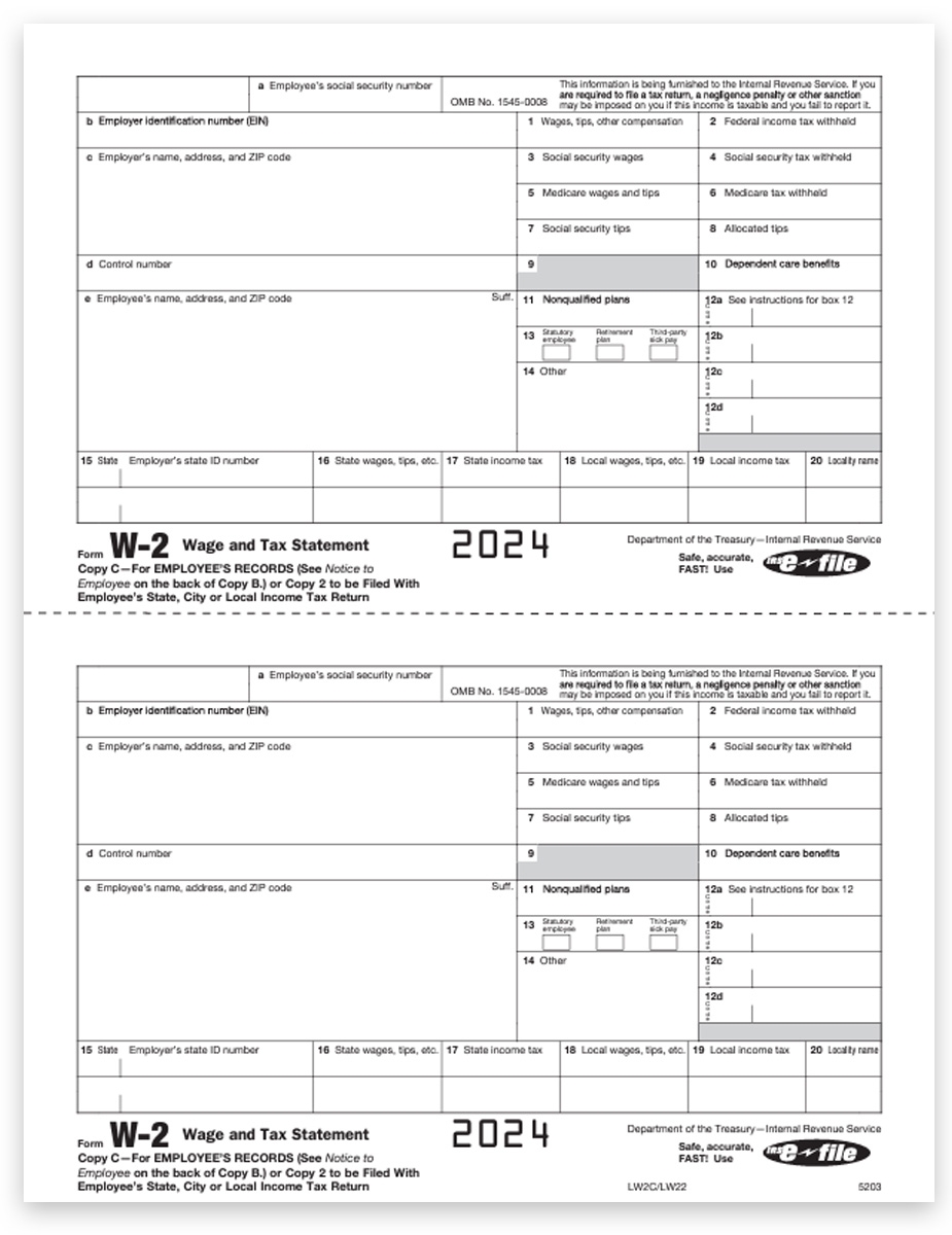 W2 Forms Copy C 2 Employee State City File
