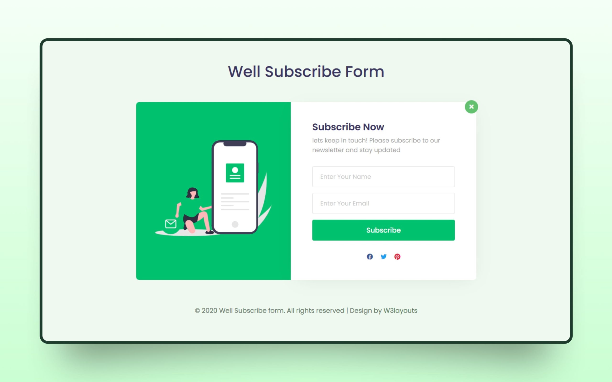 Well Subscribe Form Web Element W3Layouts