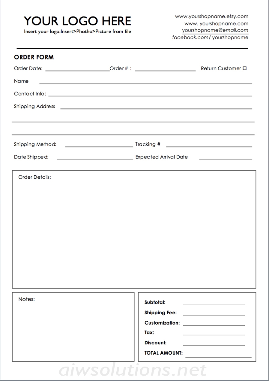 Wholesale Order Form Template