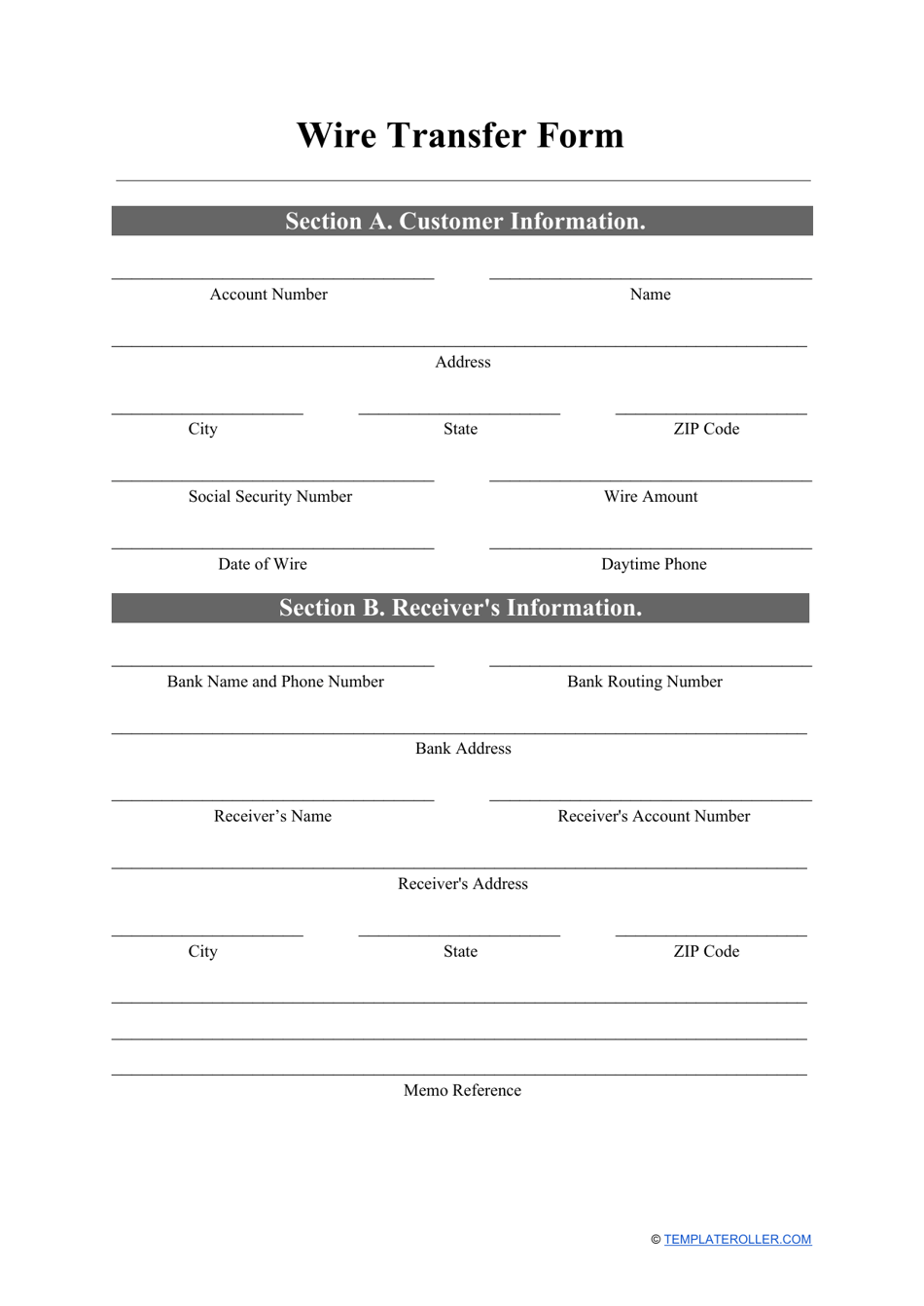 Wire Transfer Form Fill Out Sign Online And Download PDF Templateroller
