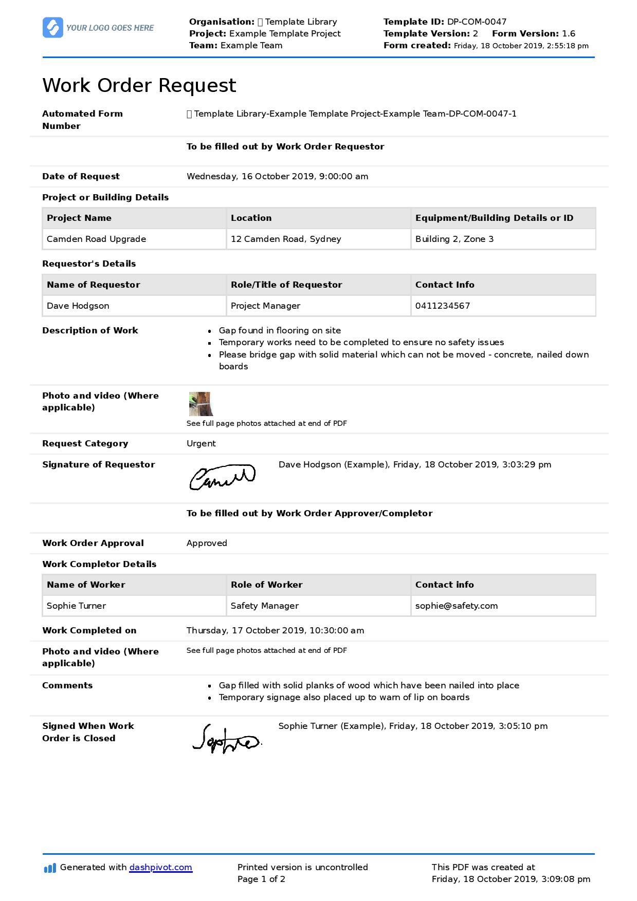 Work Order Request Form Template Better Than Excel And PDF 